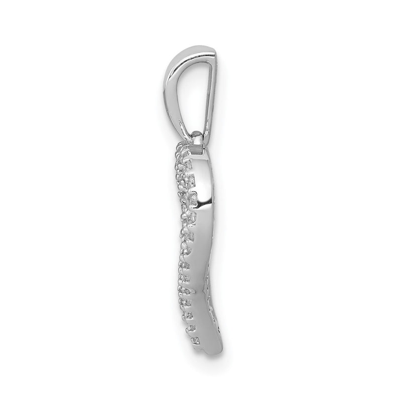 14k White Gold 1/4ct. Real Diamond 2-row Heart Pendant