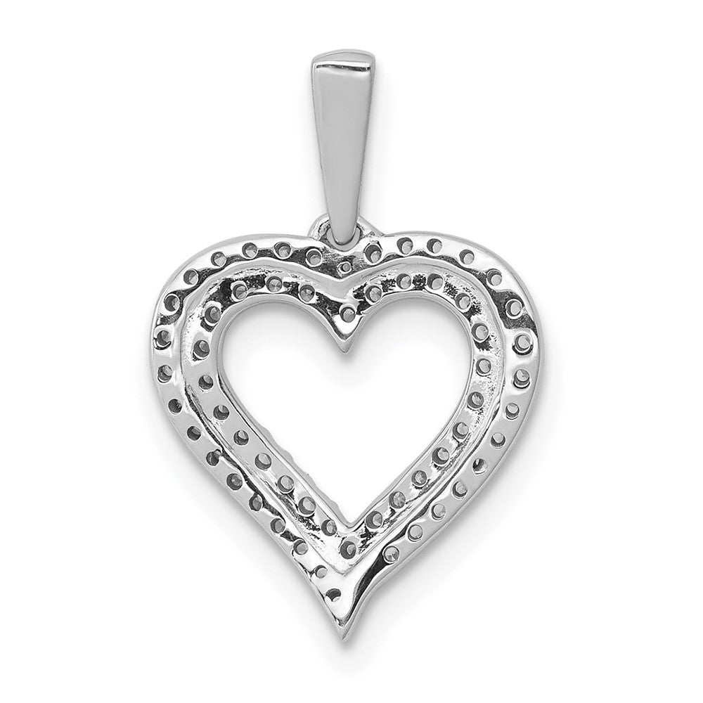 14k White Gold 1/4ct. Real Diamond 2-row Heart Pendant