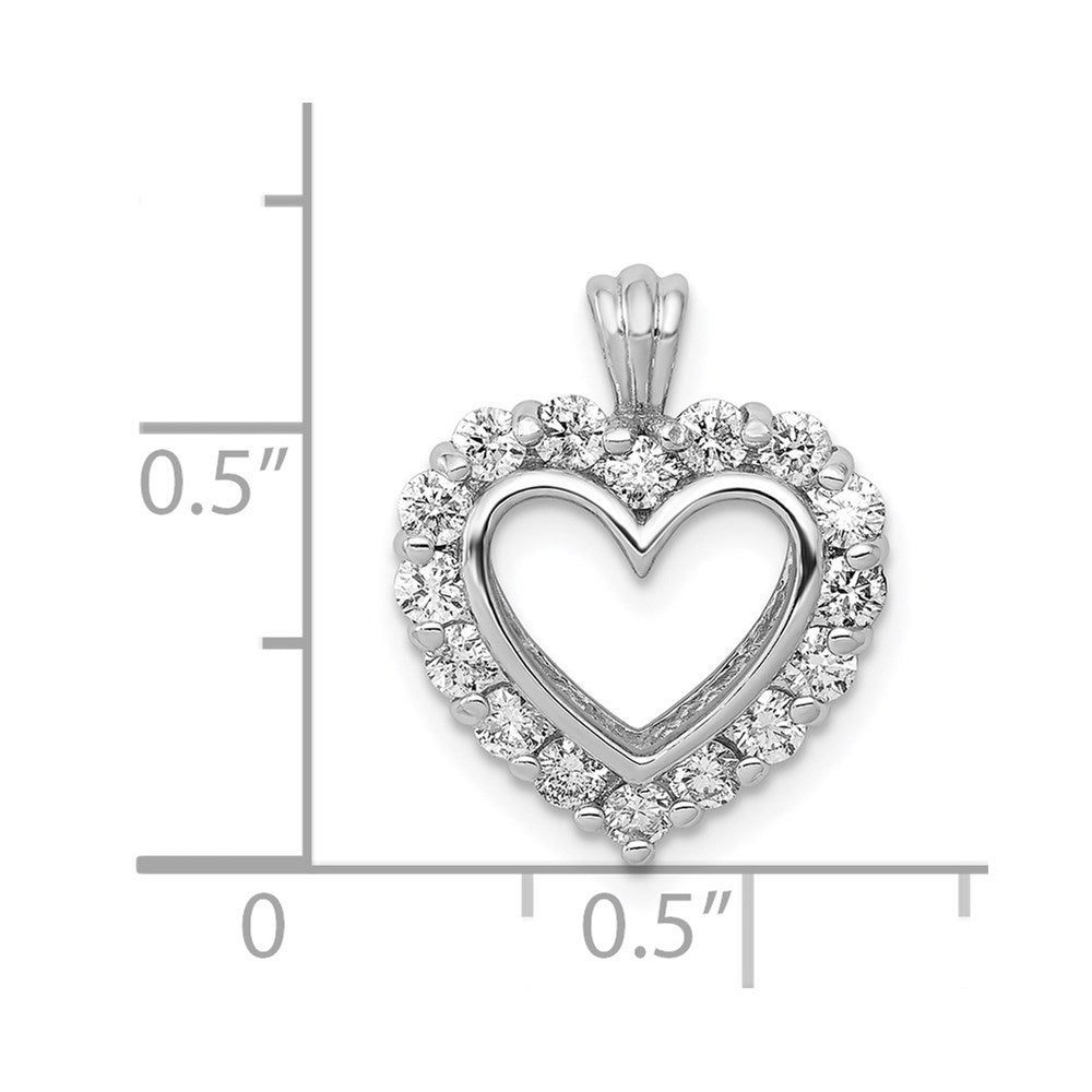 14k White Gold AA Real Diamond Heart
