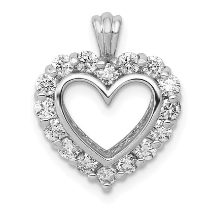 14k White Gold AA Real Diamond Heart