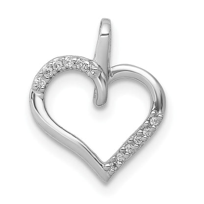 14k White Gold 1/20ct. Real Diamond Heart Pendant