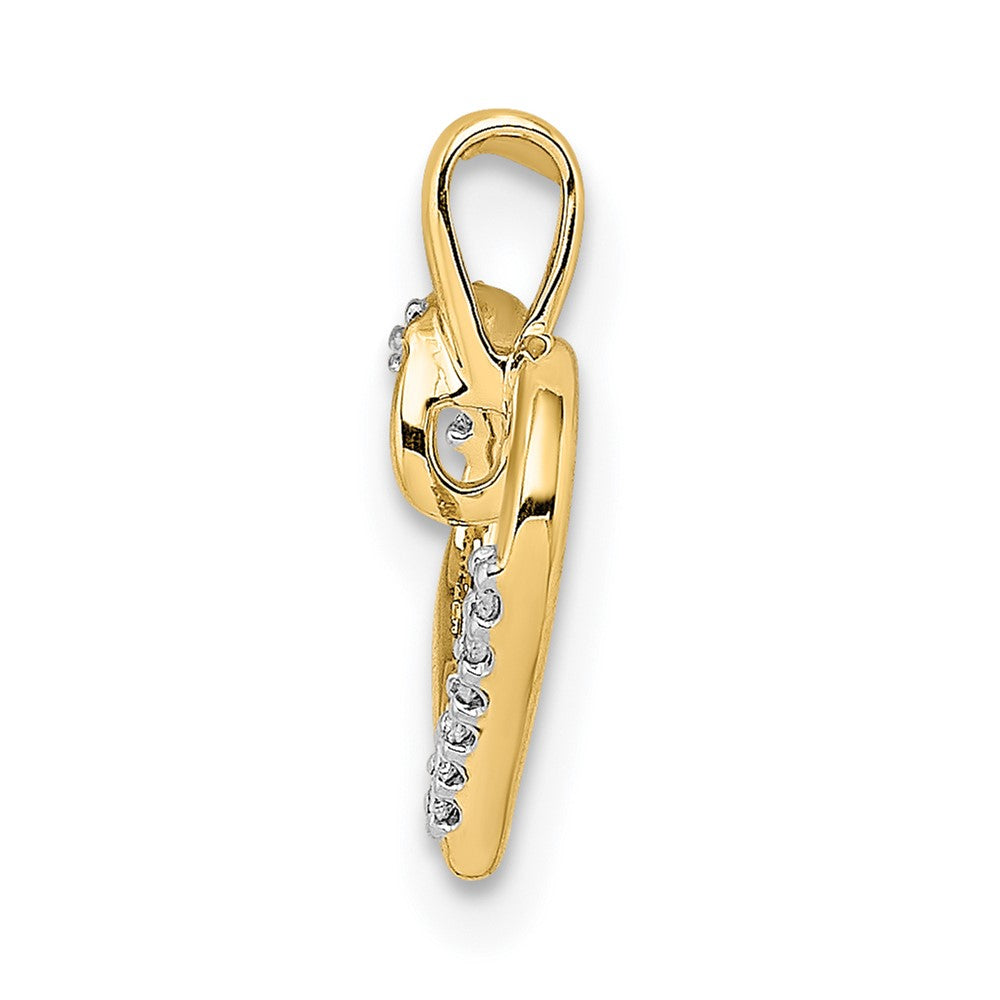 14K Yellow Gold Real Diamond Heart Pendant