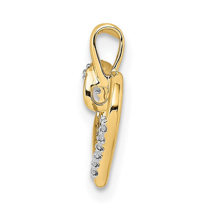 14K Yellow Gold Real Diamond Heart Pendant