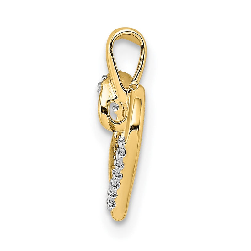 14K Yellow Gold Real Diamond Heart Pendant