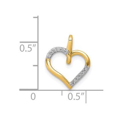 14K Yellow Gold Real Diamond Heart Pendant