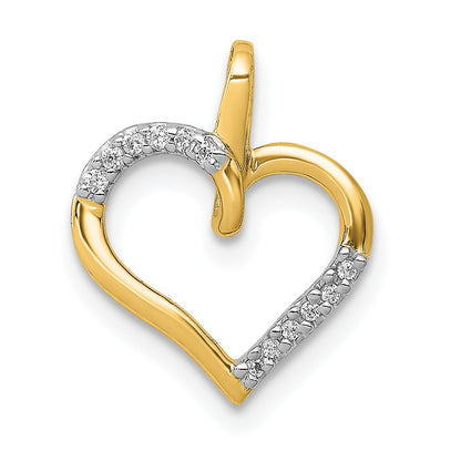 14K Yellow Gold Real Diamond Heart Pendant