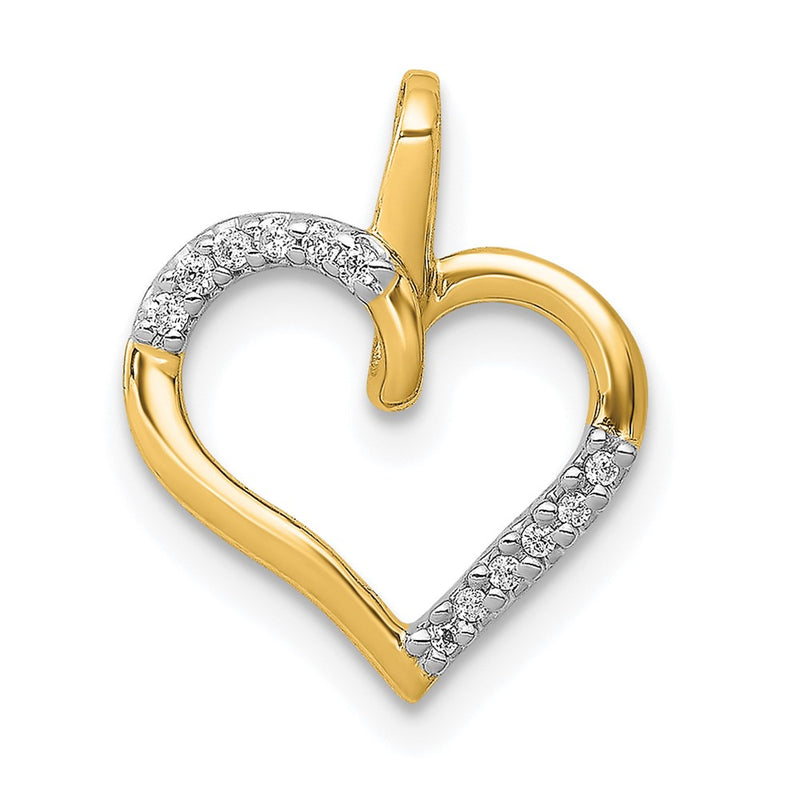 14K Yellow Gold Real Diamond Heart Pendant