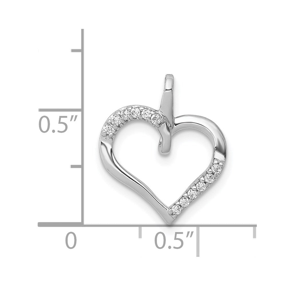 14k White Gold 1/15ct. Real Diamond Heart Pendant