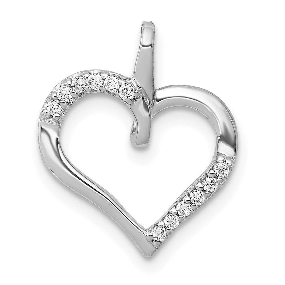 14k White Gold 1/15ct. Real Diamond Heart Pendant