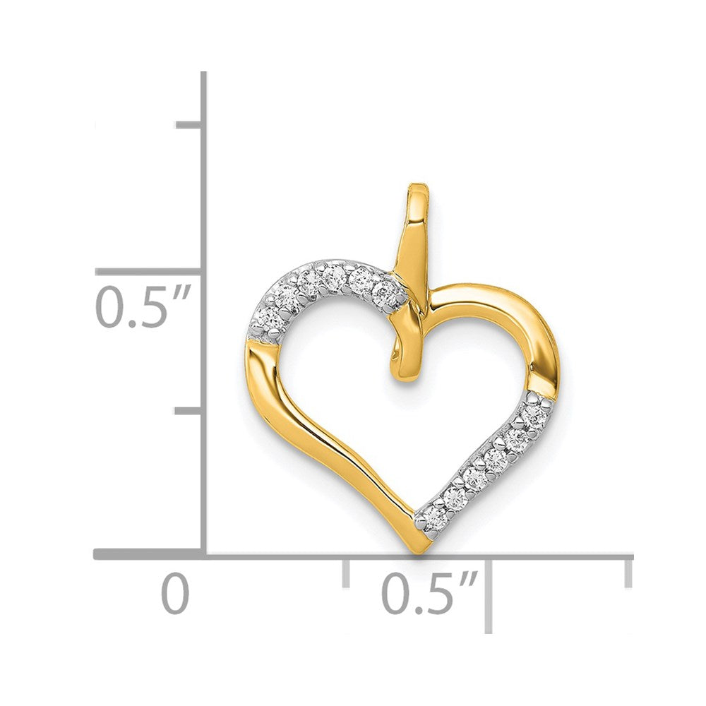 14K Yellow Gold 1/15ct. Real Diamond Heart Pendant