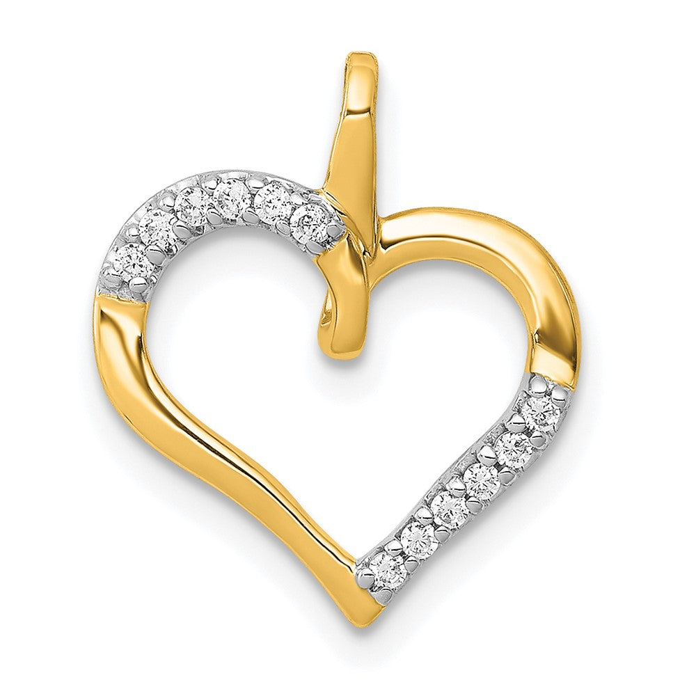 14K Yellow Gold 1/15ct. Real Diamond Heart Pendant