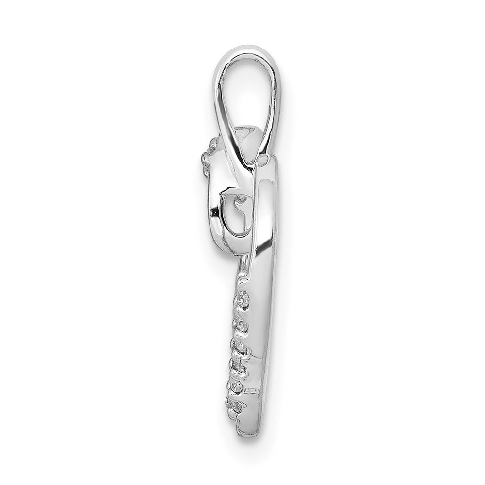 14k White Gold 1/10ct. Real Diamond Heart Pendant
