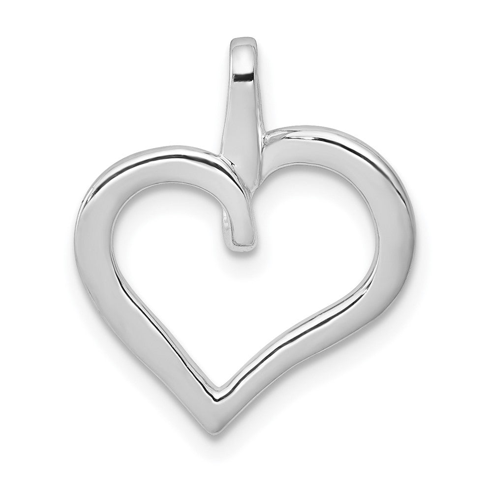 14k White Gold 1/10ct. Real Diamond Heart Pendant