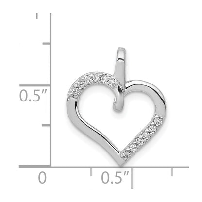 14k White Gold 1/10ct. Real Diamond Heart Pendant