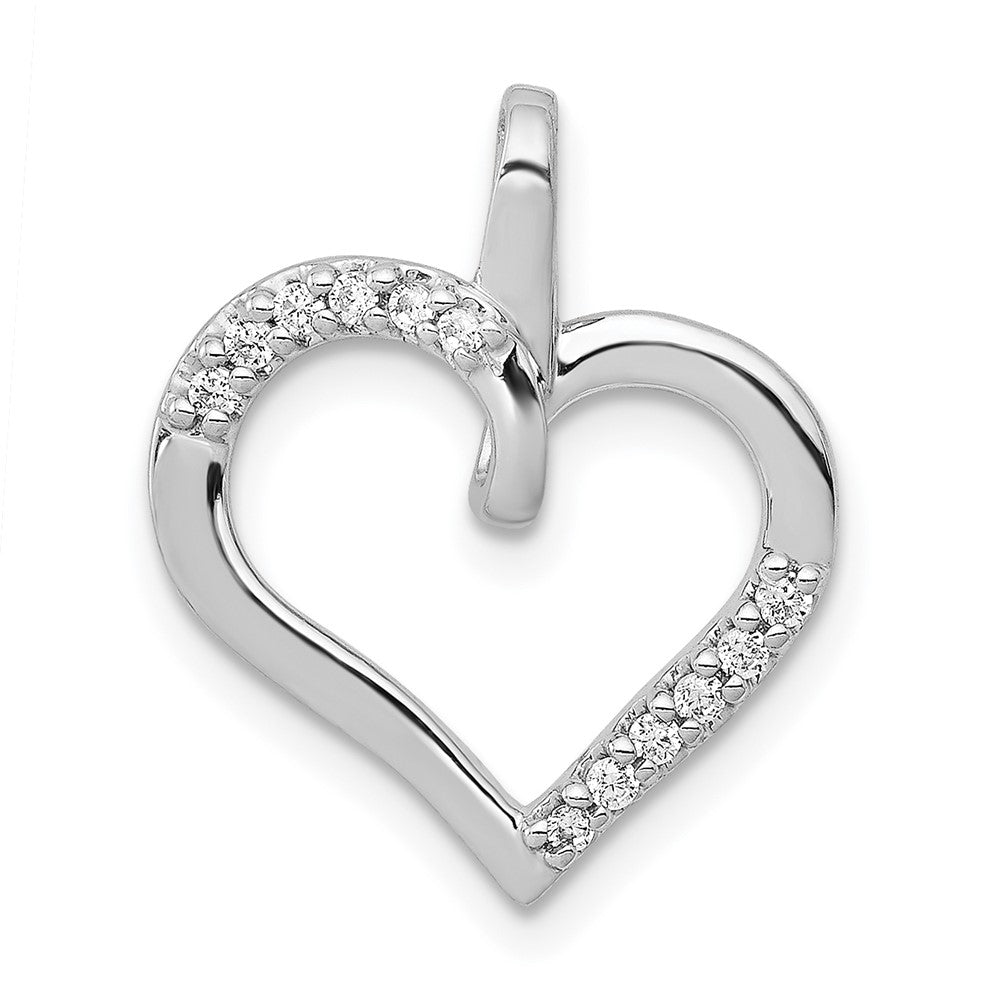 14k White Gold 1/10ct. Real Diamond Heart Pendant
