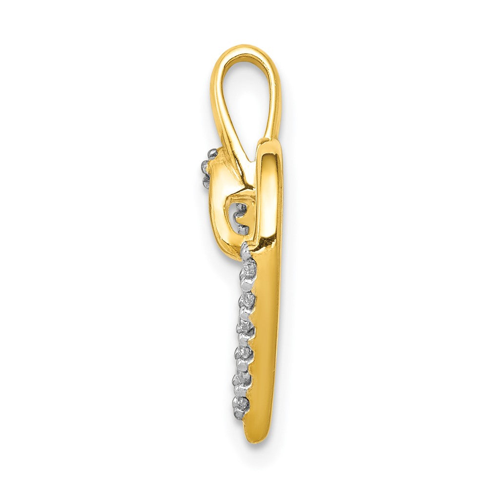 14K Yellow Gold 1/10ct. Real Diamond Heart Pendant