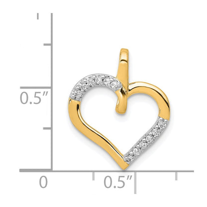 14K Yellow Gold 1/10ct. Real Diamond Heart Pendant