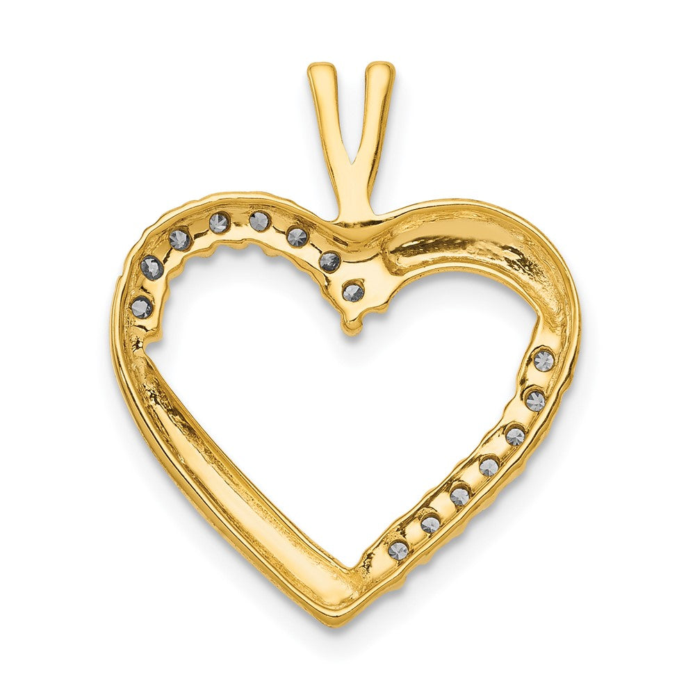 14K Yellow Gold 1/6ct. Real Diamond Heart Pendant