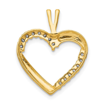 14K Yellow Gold 1/6ct. Real Diamond Heart Pendant