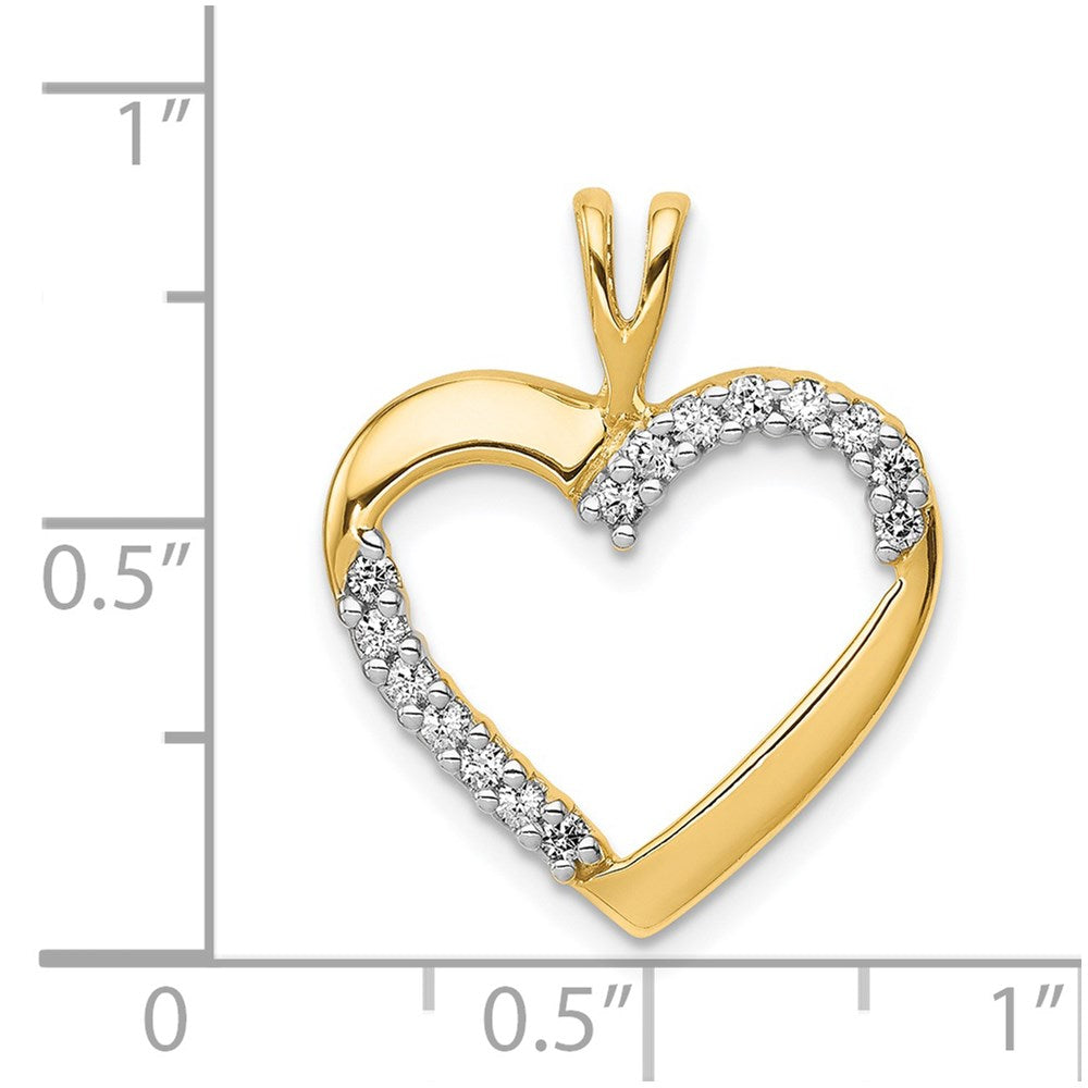14K Yellow Gold 1/6ct. Real Diamond Heart Pendant