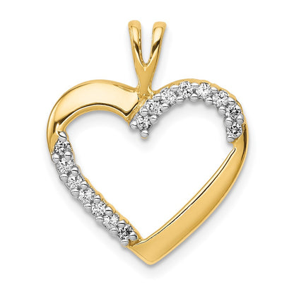 14K Yellow Gold 1/6ct. Real Diamond Heart Pendant