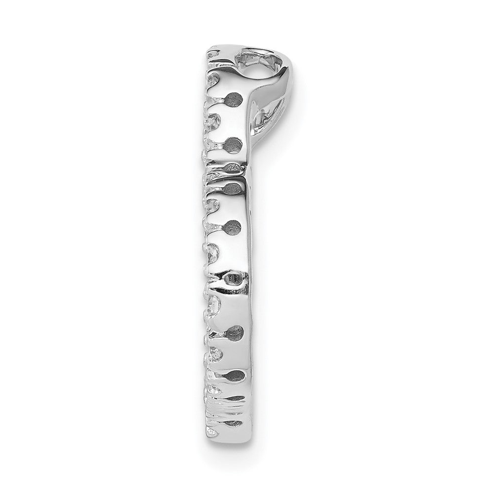 14k White Gold 1/5ct. Real Diamond Curved Heart Chain Slide