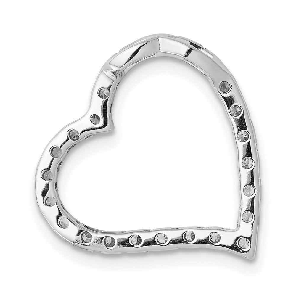 14k White Gold 1/5ct. Real Diamond Curved Heart Chain Slide