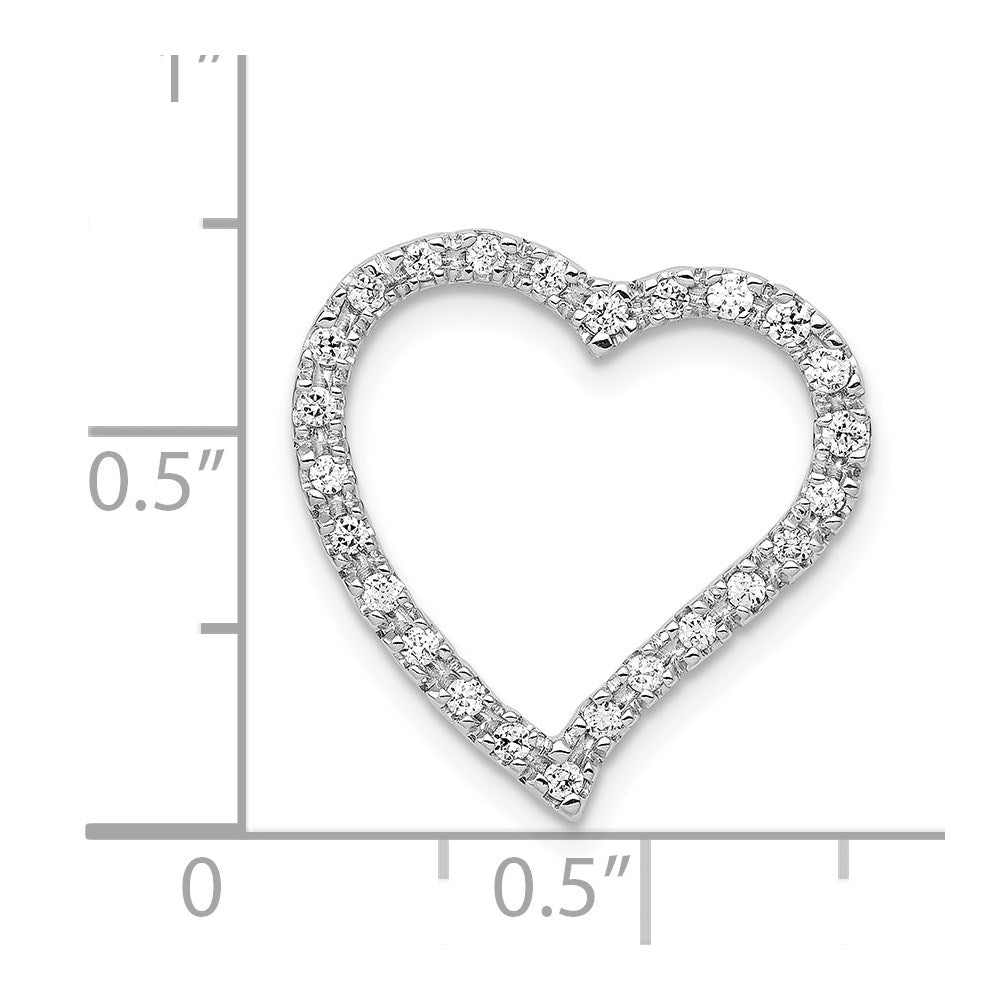 14k White Gold 1/5ct. Real Diamond Curved Heart Chain Slide