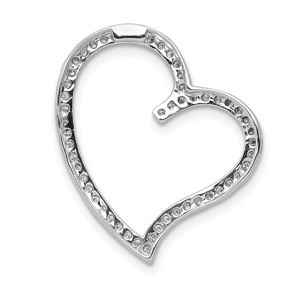 14k White Gold 1/4ct. Real Diamond Heart Chain Slide