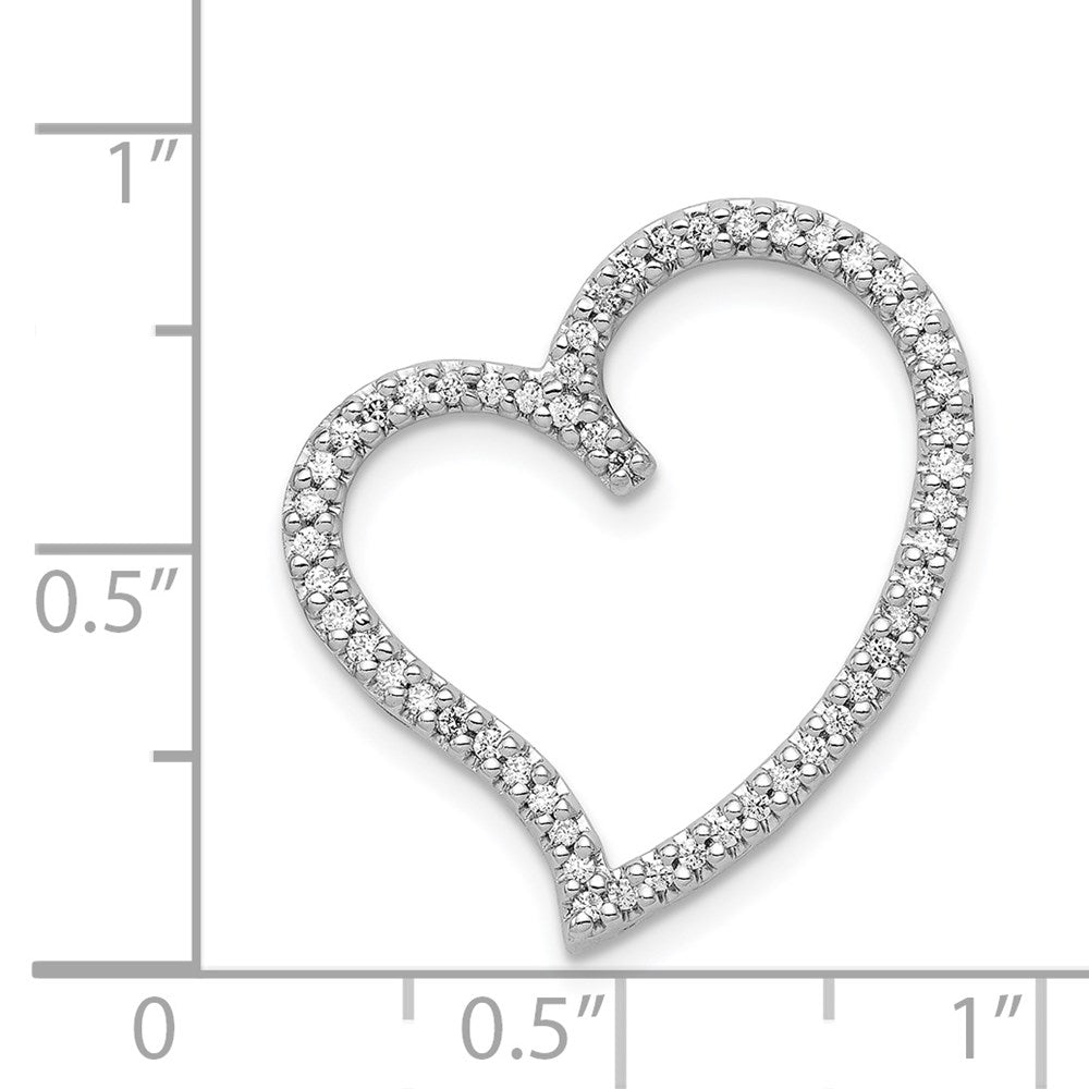 14k White Gold 1/4ct. Real Diamond Heart Chain Slide