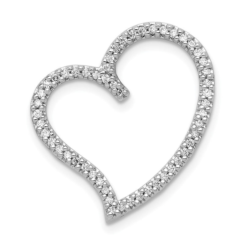 14k White Gold 1/4ct. Real Diamond Heart Chain Slide