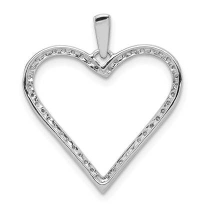 14k White Gold 1/6ct. Real Diamond Heart Pendant