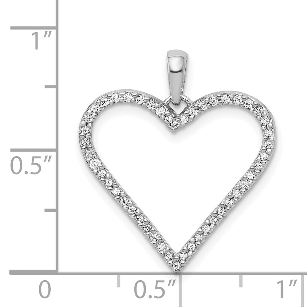 14k White Gold 1/6ct. Real Diamond Heart Pendant