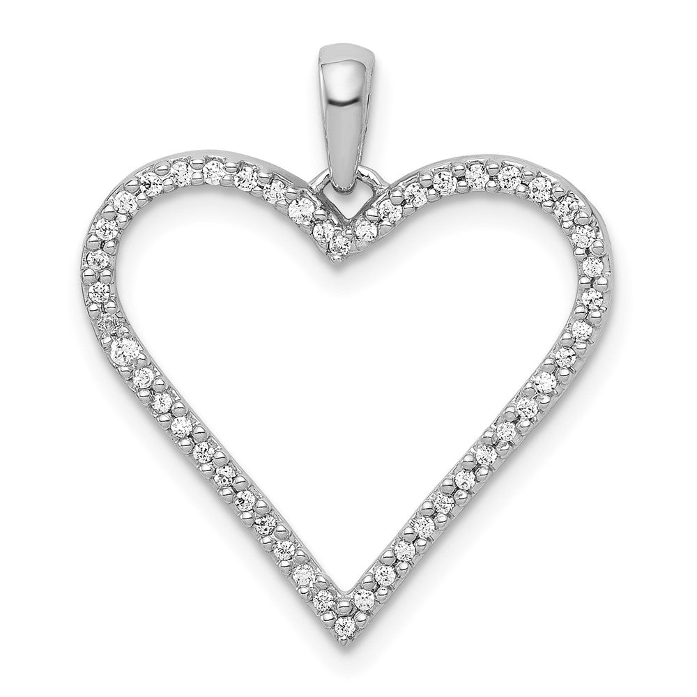 14k White Gold 1/6ct. Real Diamond Heart Pendant