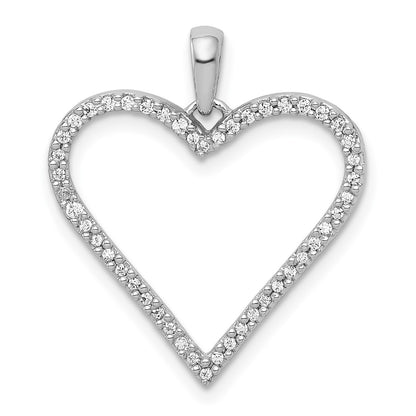 14k White Gold 1/6ct. Real Diamond Heart Pendant