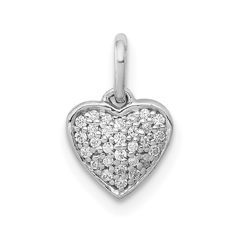 14k White Gold 1/10ct. Real Diamond Heart Pendant
