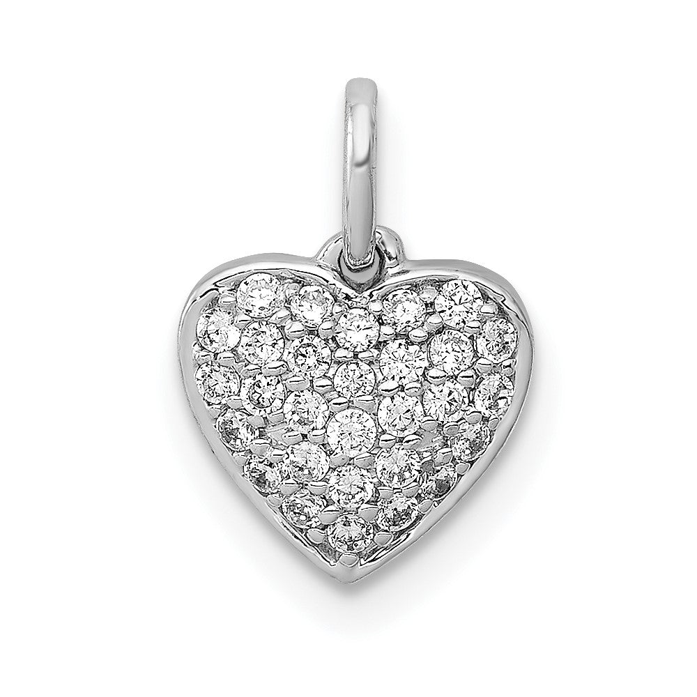 14k White Gold 1/5ct. Real Diamond Heart Pendant