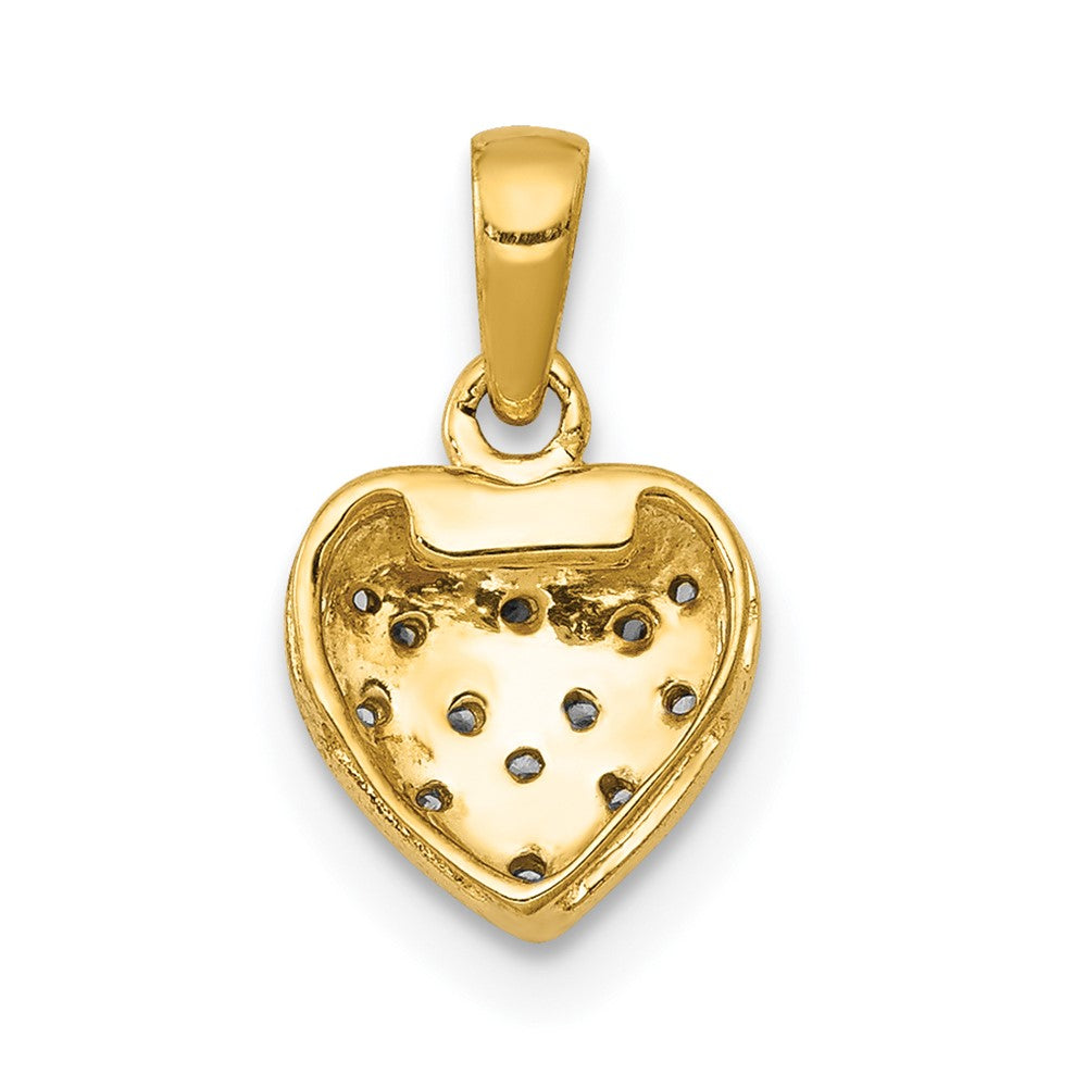 14K Yellow Gold w/ White Rhodium Real Diamond Heart Pendant