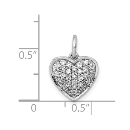 14k White Gold 3/8ct. Real Diamond Heart Pendant