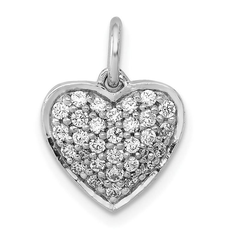 14k White Gold 3/8ct. Real Diamond Heart Pendant