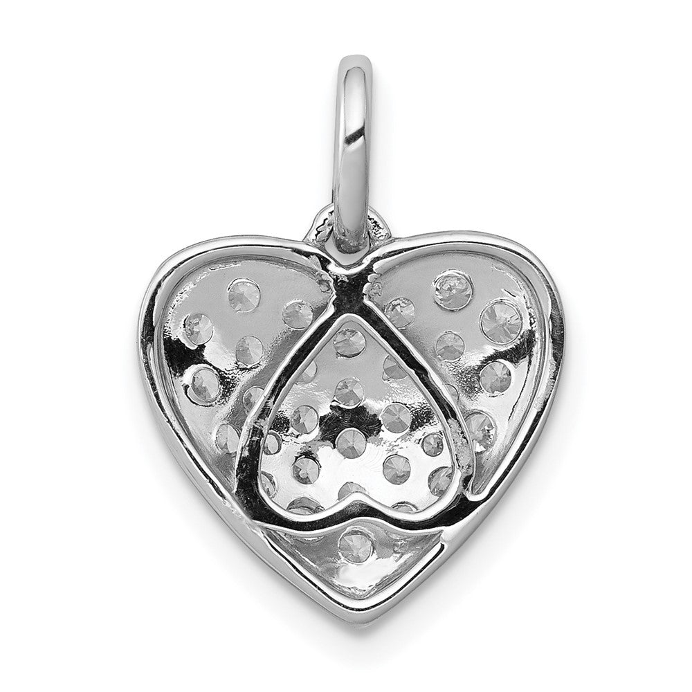 14k White Gold 5/8ct. Real Diamond Heart Pendant