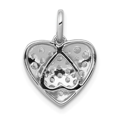 14k White Gold 5/8ct. Real Diamond Heart Pendant