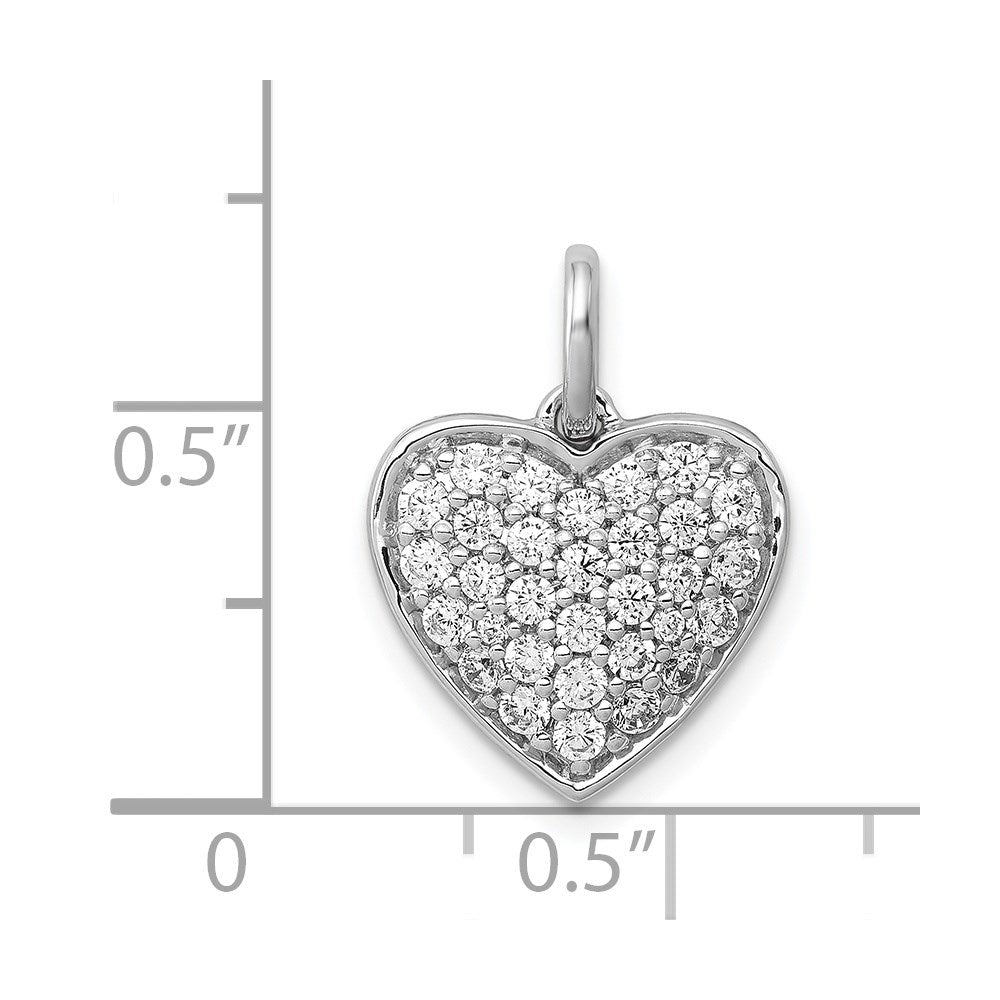 14k White Gold 5/8ct. Real Diamond Heart Pendant