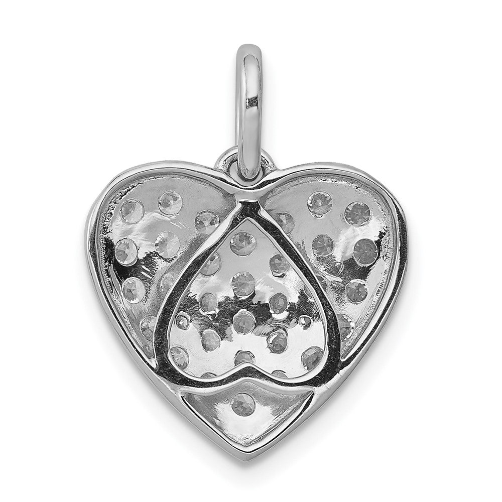 14k White Gold 1ct. Real Diamond Heart Pendant
