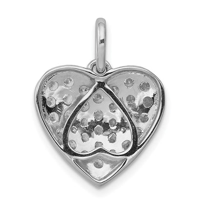 14k White Gold 1ct. Real Diamond Heart Pendant