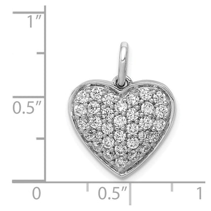 14k White Gold 1ct. Real Diamond Heart Pendant
