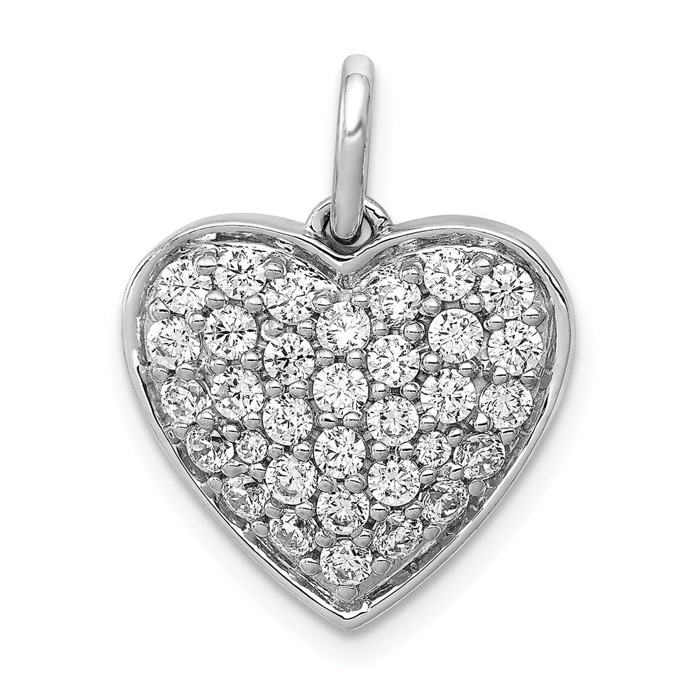 14k White Gold 1ct. Real Diamond Heart Pendant