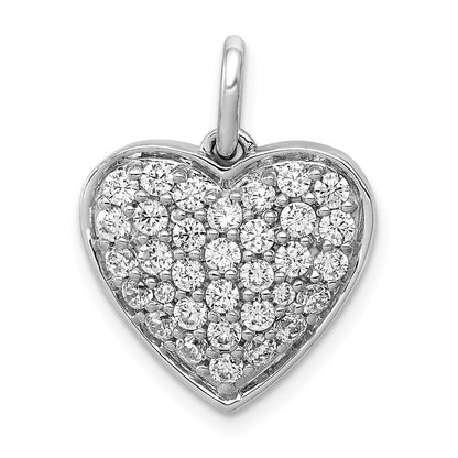 14k White Gold 1ct. Real Diamond Heart Pendant