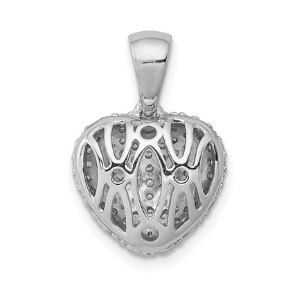 14k White Gold 3/8ct. Real Diamond Heart Pendant
