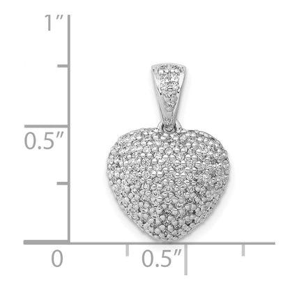 14k White Gold 3/8ct. Real Diamond Heart Pendant